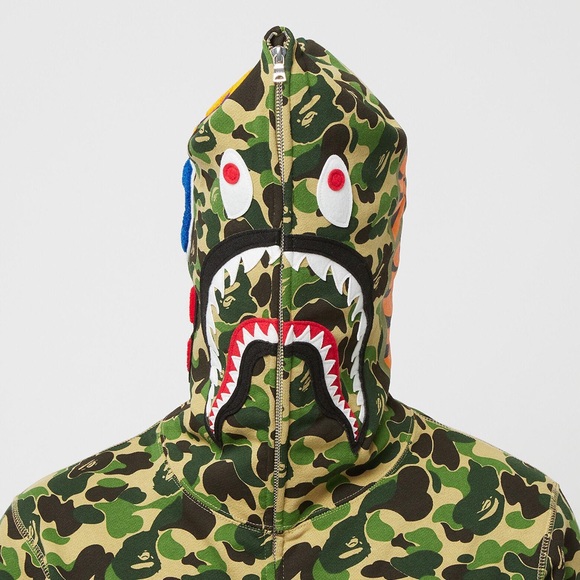 A Bathing Ape Big ABC Camo Green Shark Full Zip Hoodie. - Picture 2 of 5